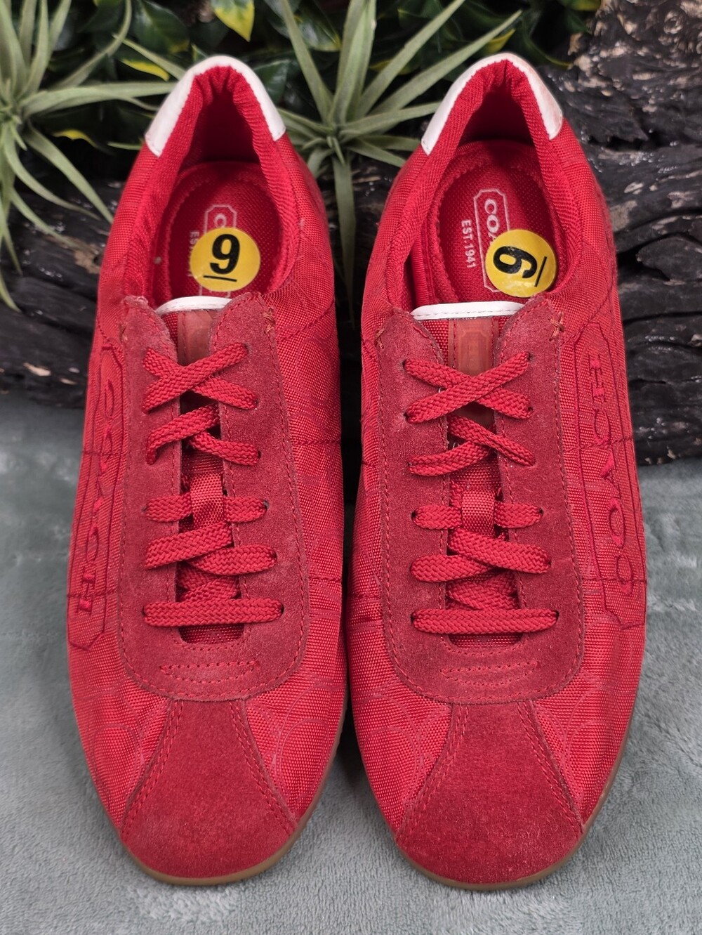 Coach Patti Red Signature Logo Low Top Sneakers